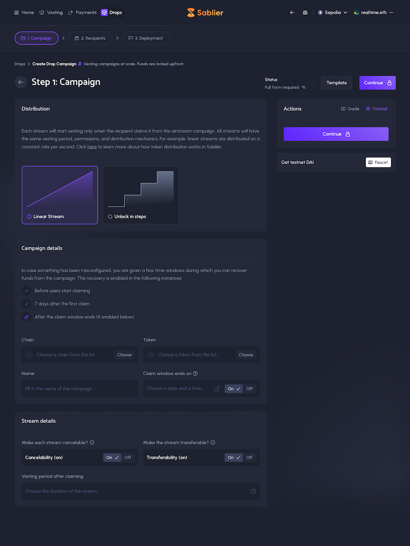 Airdrop Create: Step 1